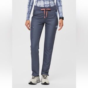 FIGS Yola Skinny Scrub Pants 2.0 with Yoga Waistband, Petite, L, Denim